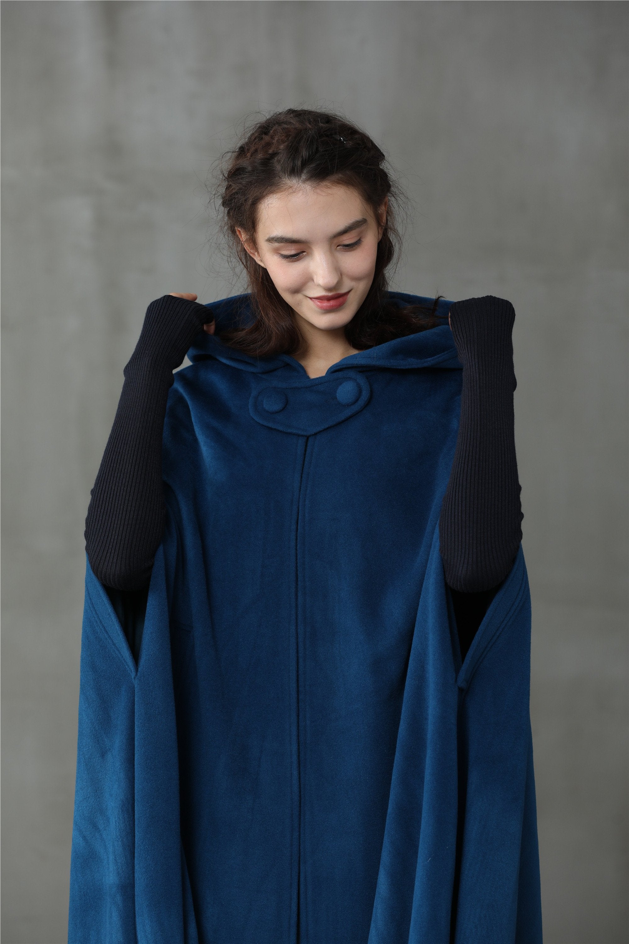 Maxi Hooded Wool Coat Cloak (8 Colors) – Linennaive