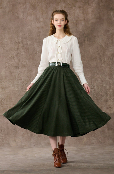Legend 1 | Stripe wool Skirt in Green