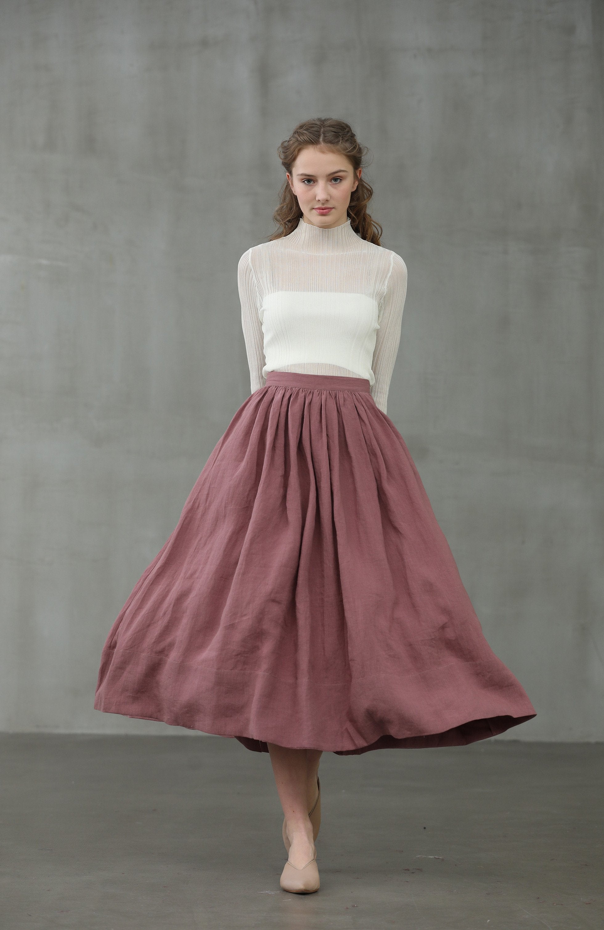 Daisy 03 | ashed lilac linen skirt – Linennaive
