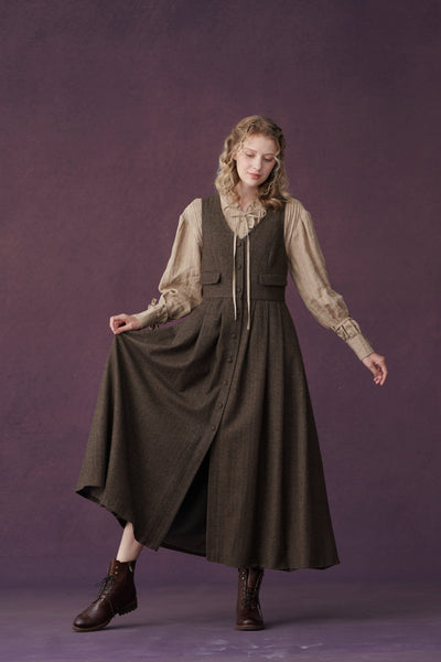 Dark Amber 11 | Academia wool dress – Linennaive