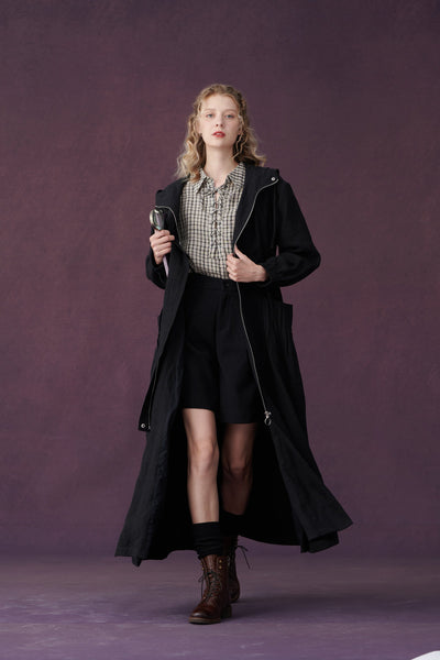 Margaret 21 | hooded black long coat