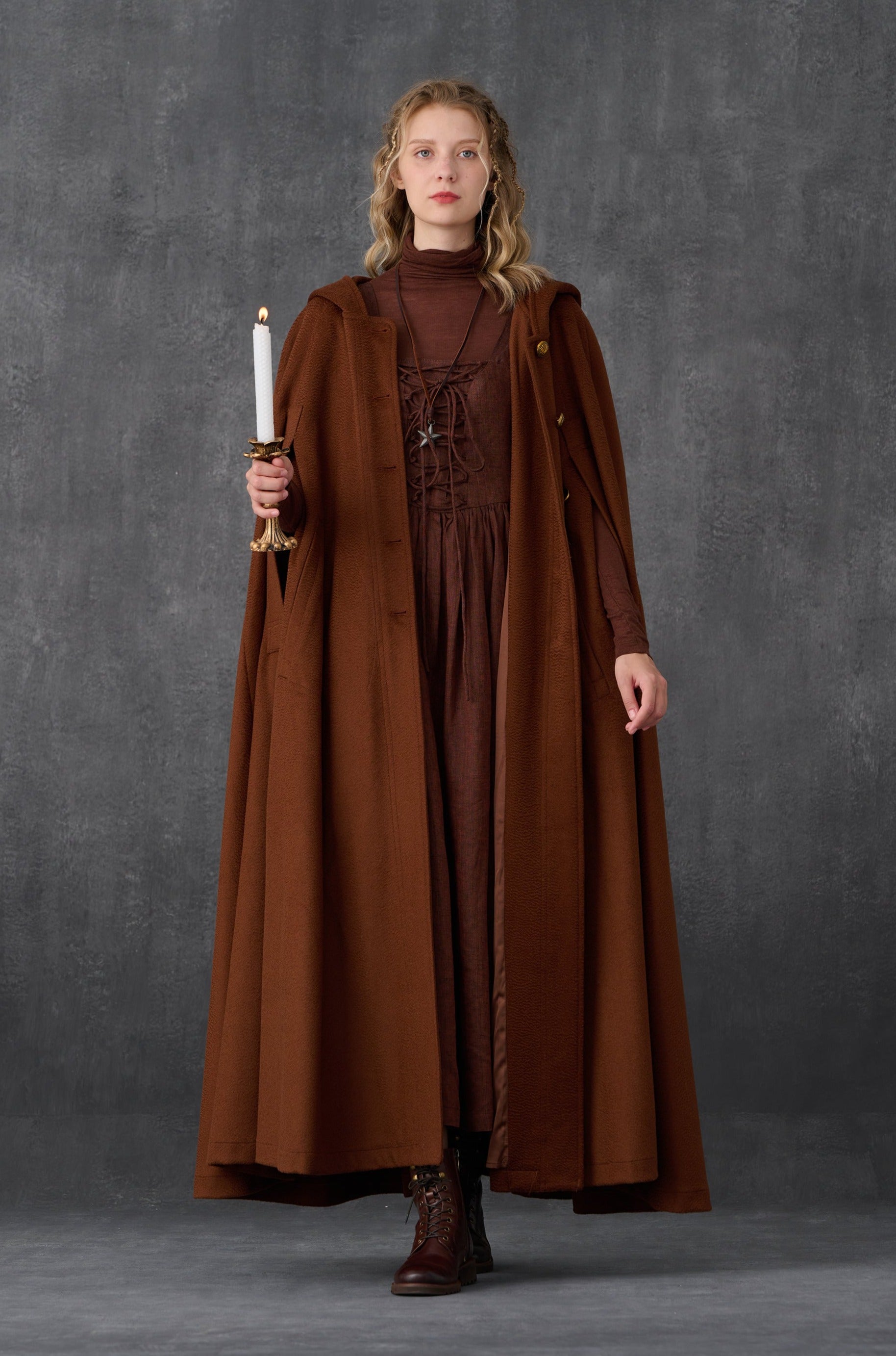 Parini 33 | Maxi Hooded wool cloak coat – Linennaive