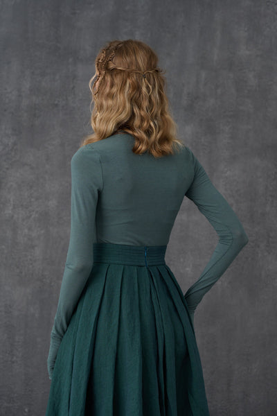 The Odells 21 | Teal Long Linen Skirt