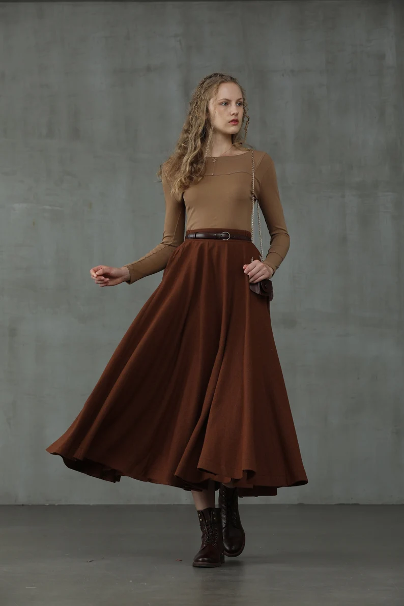 The Soft Lawn 12 | SaddleBrown Wool Skirt