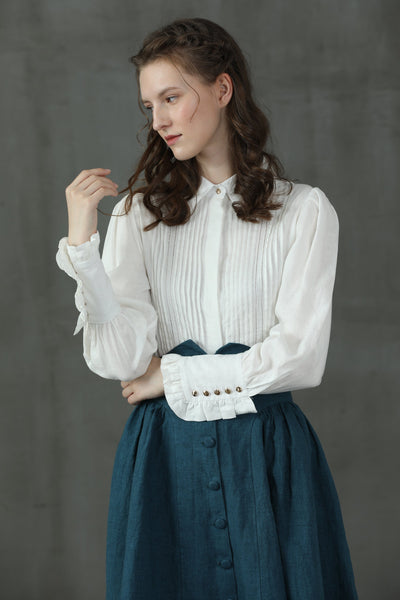 Jo March 31 | Accordion Pleated Linen Shirt