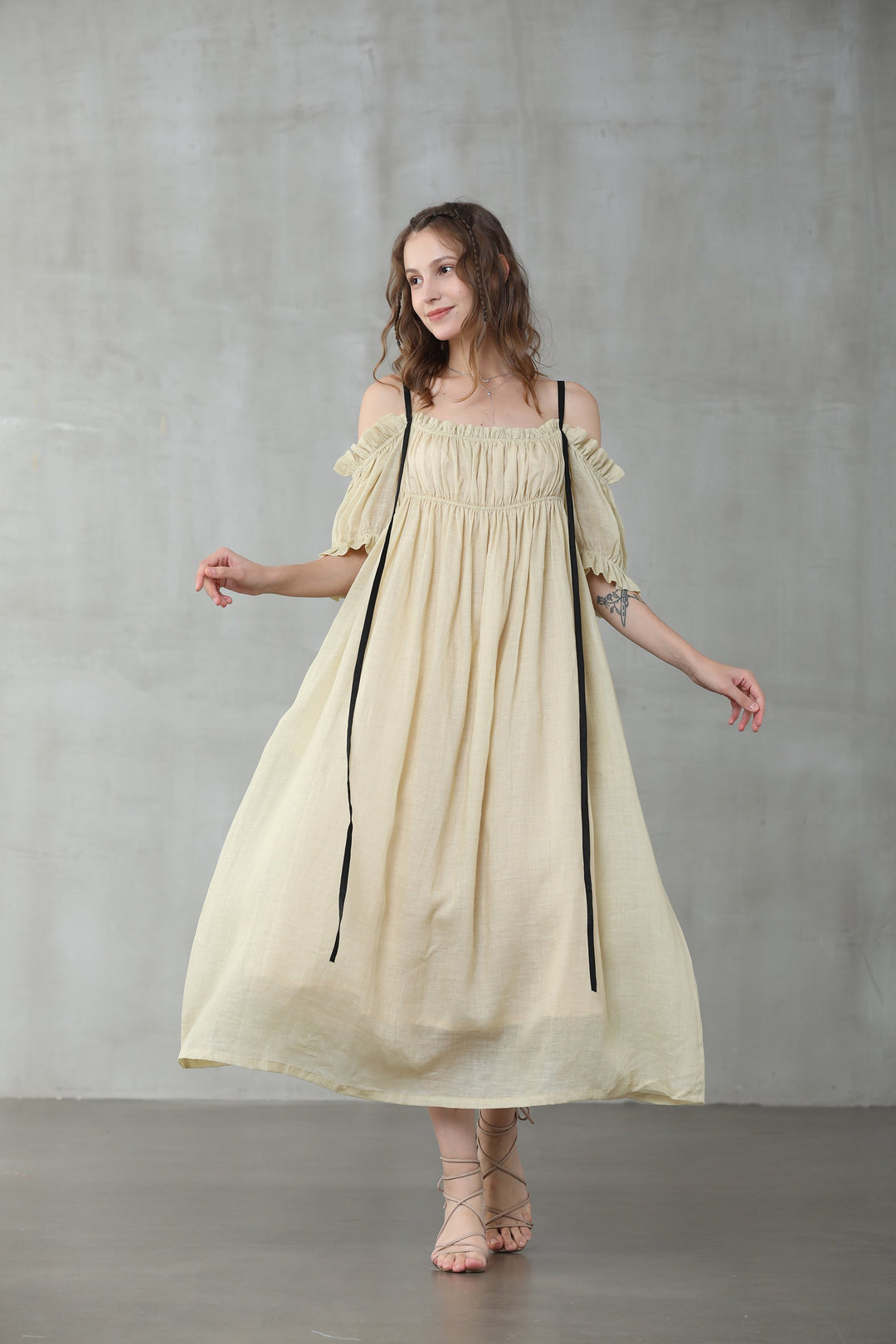 La Luna 11 | off shoulder linen dress Linennaive La Luna 11 | off shoulder linen dress Linennaive