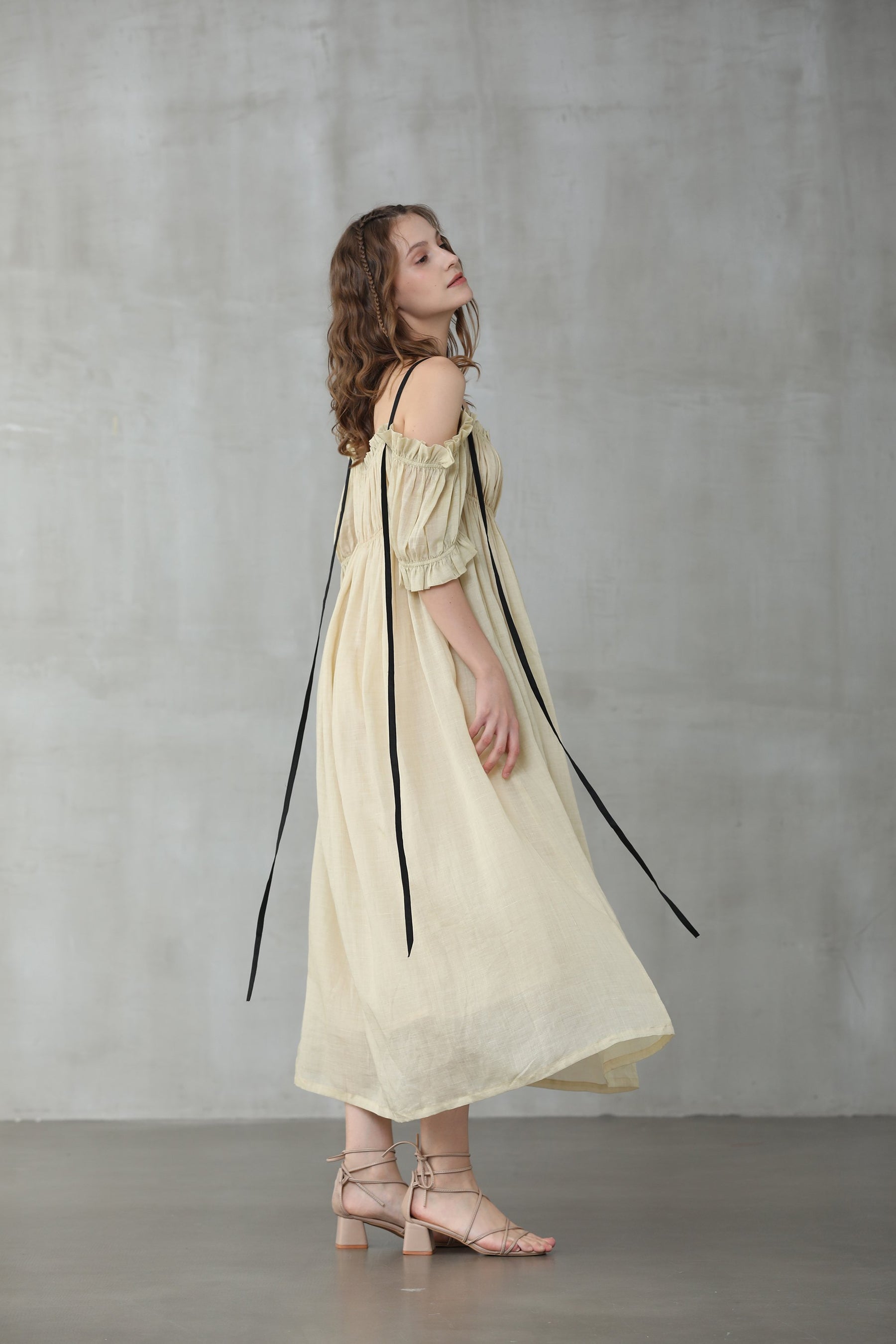 La Luna 11 | off shoulder linen dress  Linennaive