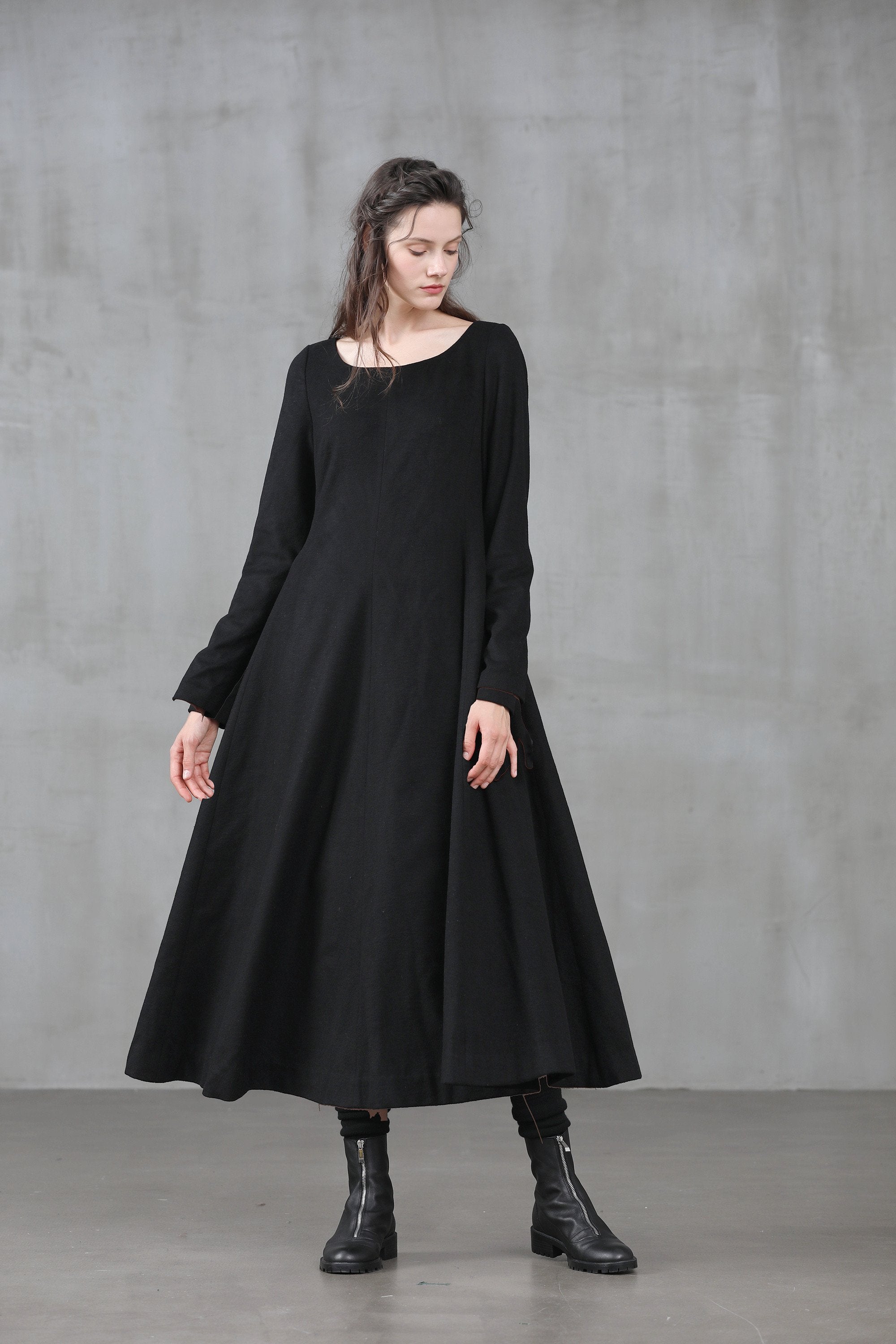 ワンピース Wool herringbone tulle onepiece Mmeeme Wool herringbone