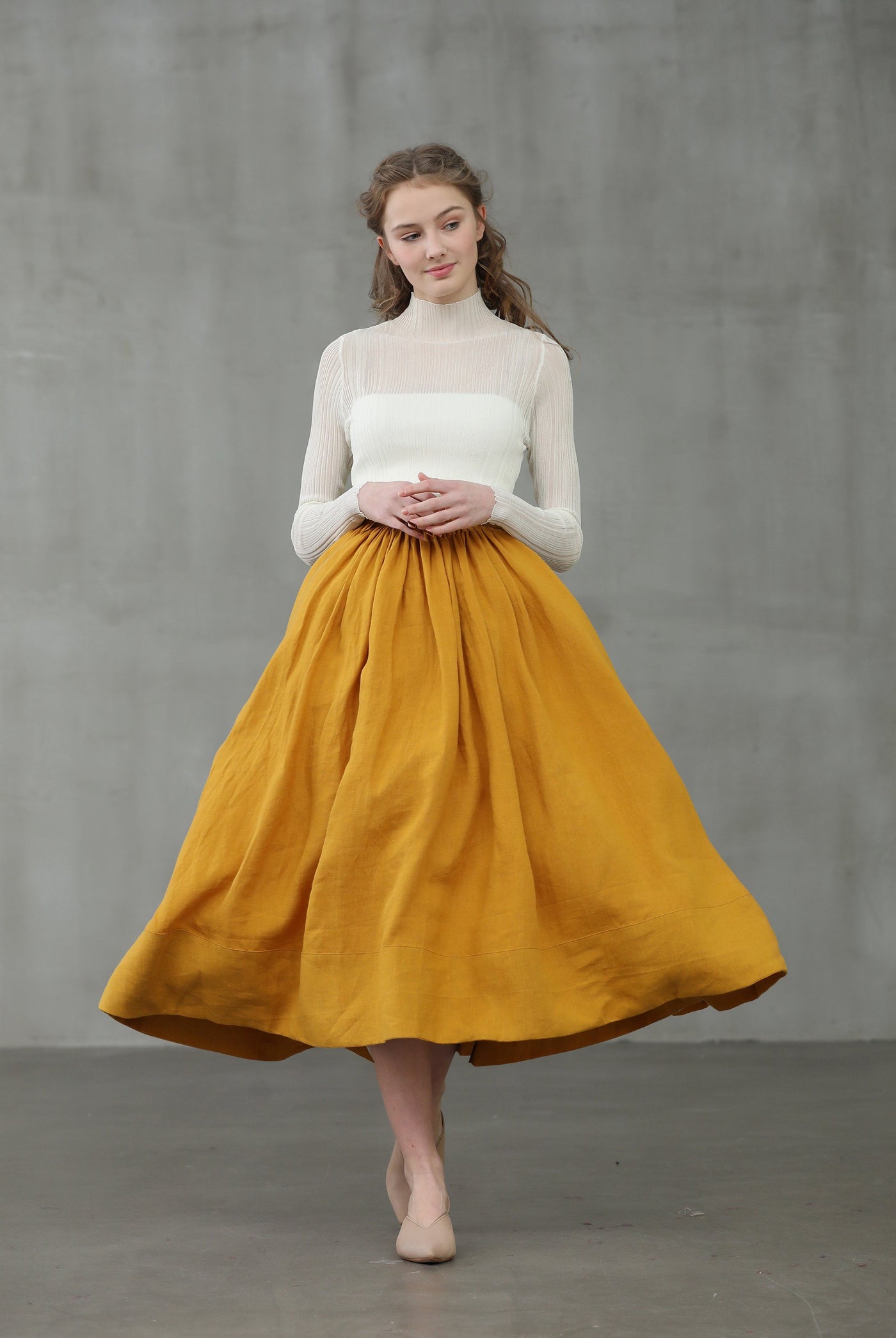 Daisy 03 | Pastel Green Linen Skirt