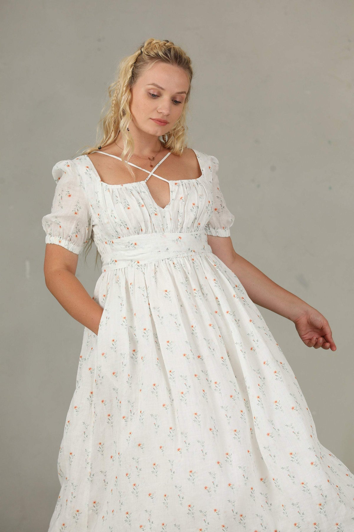BERGAMOTE 20 |Floral Linen Dress – Linennaive