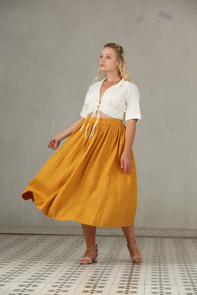 Daisy 03 | PLUS SIZE Linen Skirt