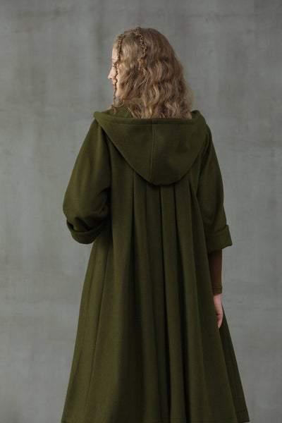 Academy 06 | hooded wool coat jacket in moss green