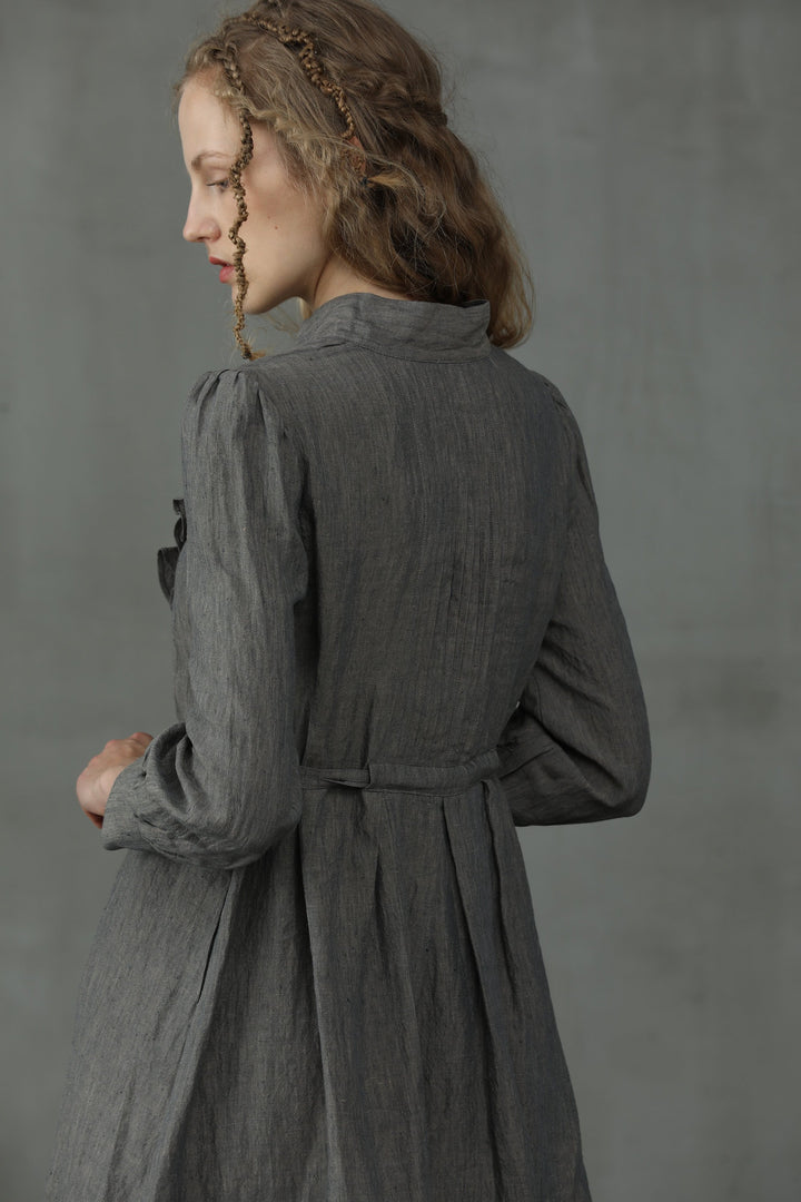 Lady Pearl 17 | Lace-up Linen Dress