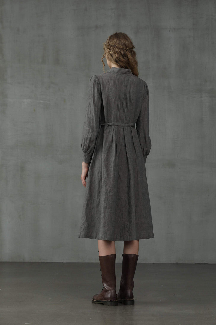 Lady Pearl 17 | Lace-up Linen Dress