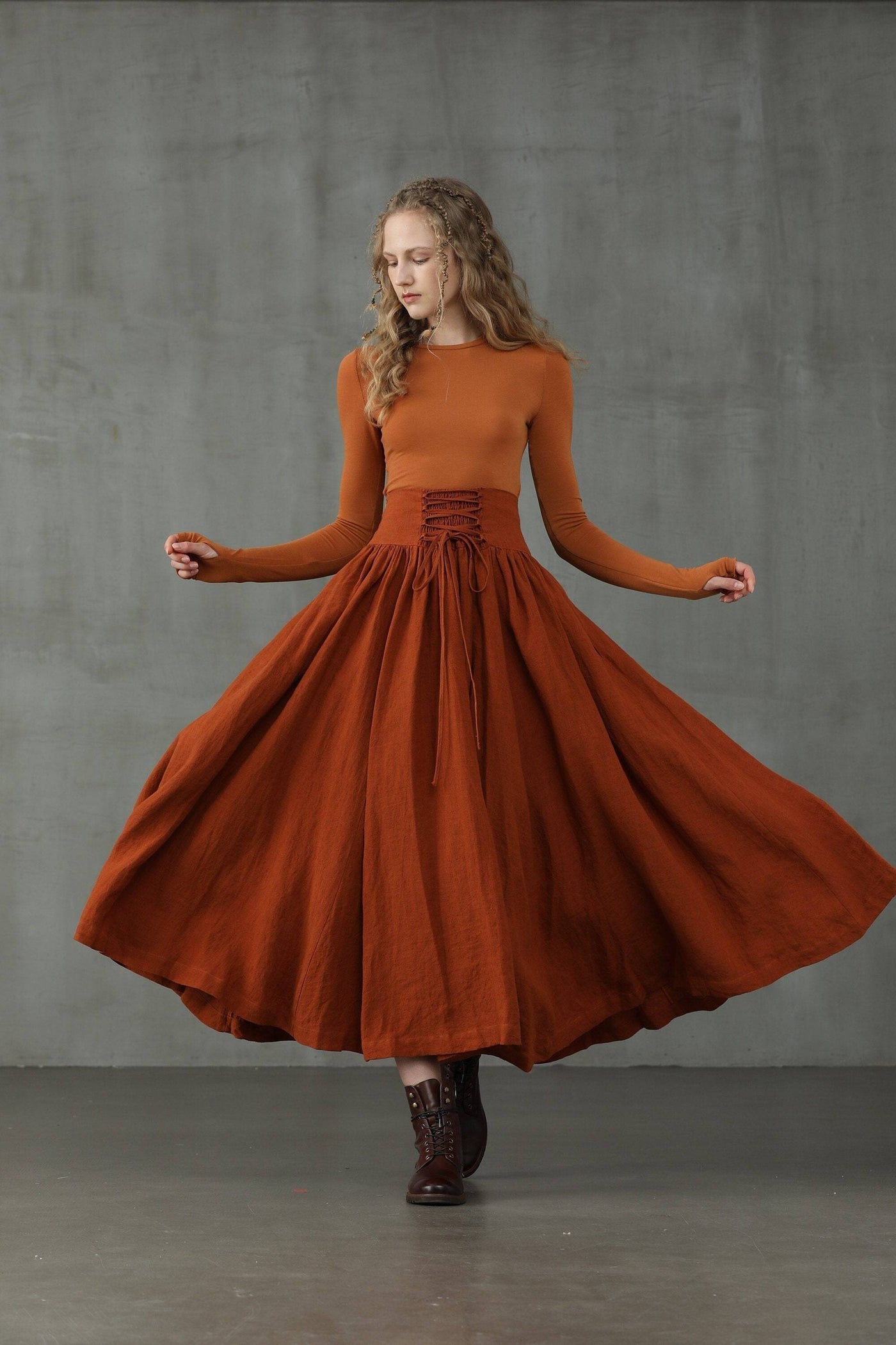 Tea Dance 5 | Lace-up Maxi Linen Skirt