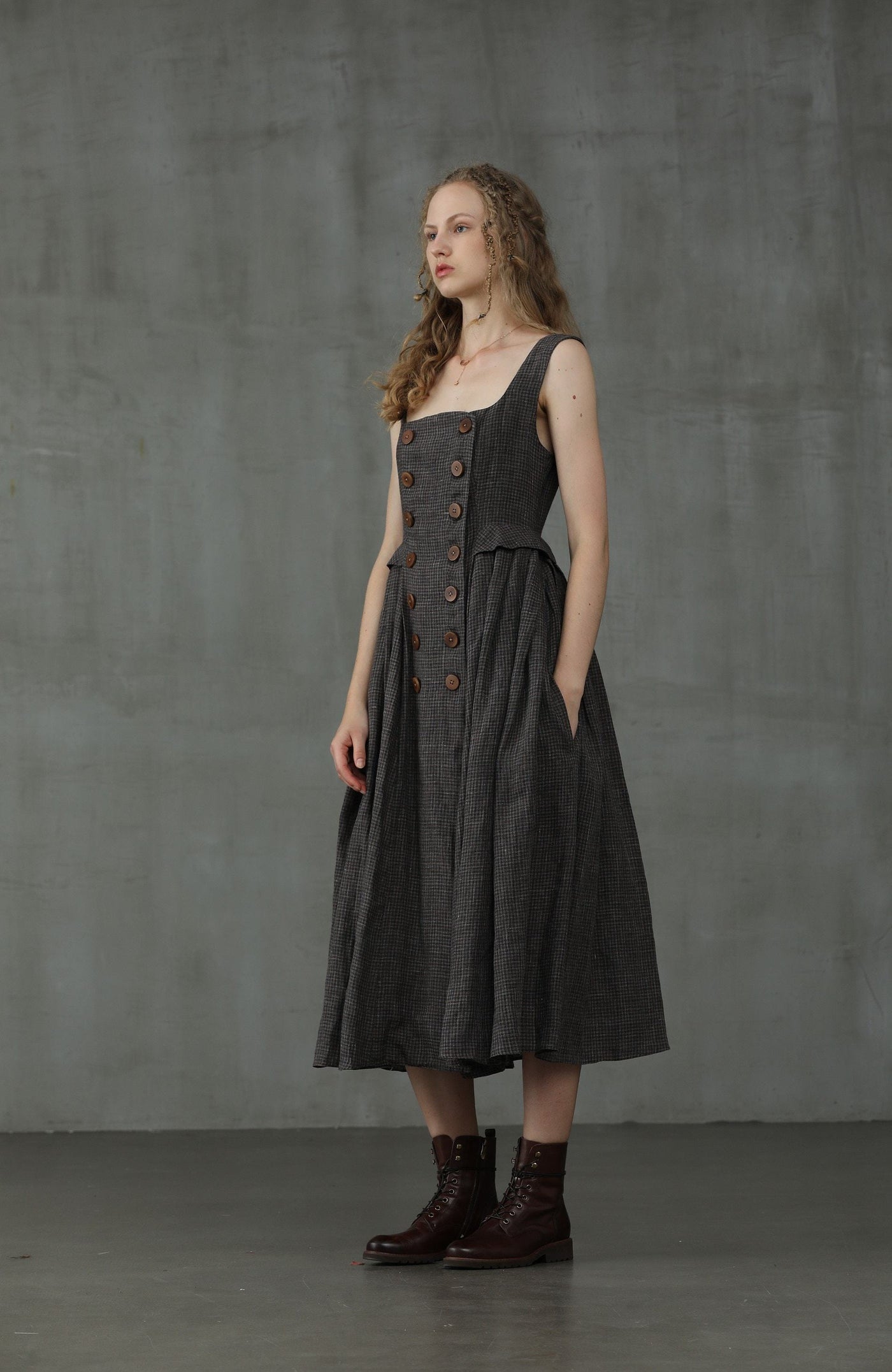 Agarwood 16 | Double Breasted Linen Dress