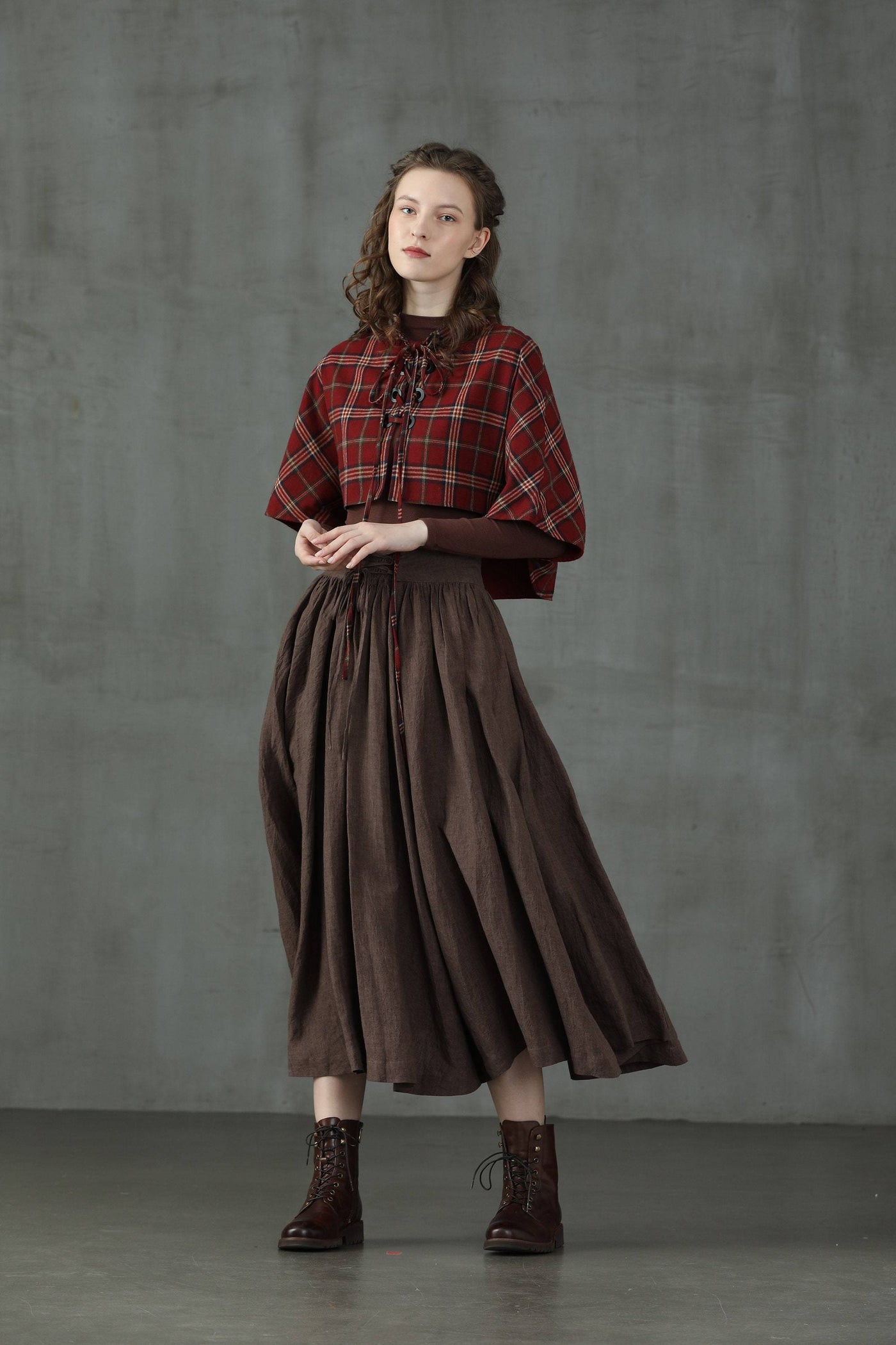 Sherry 23 | lace up tartan blouse – Linennaive