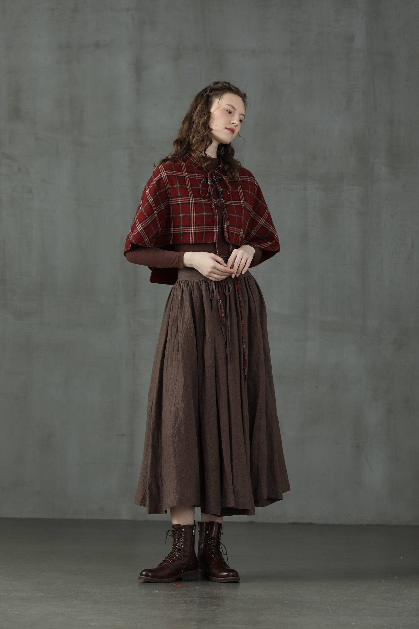 Sherry 23 | lace up tartan blouse