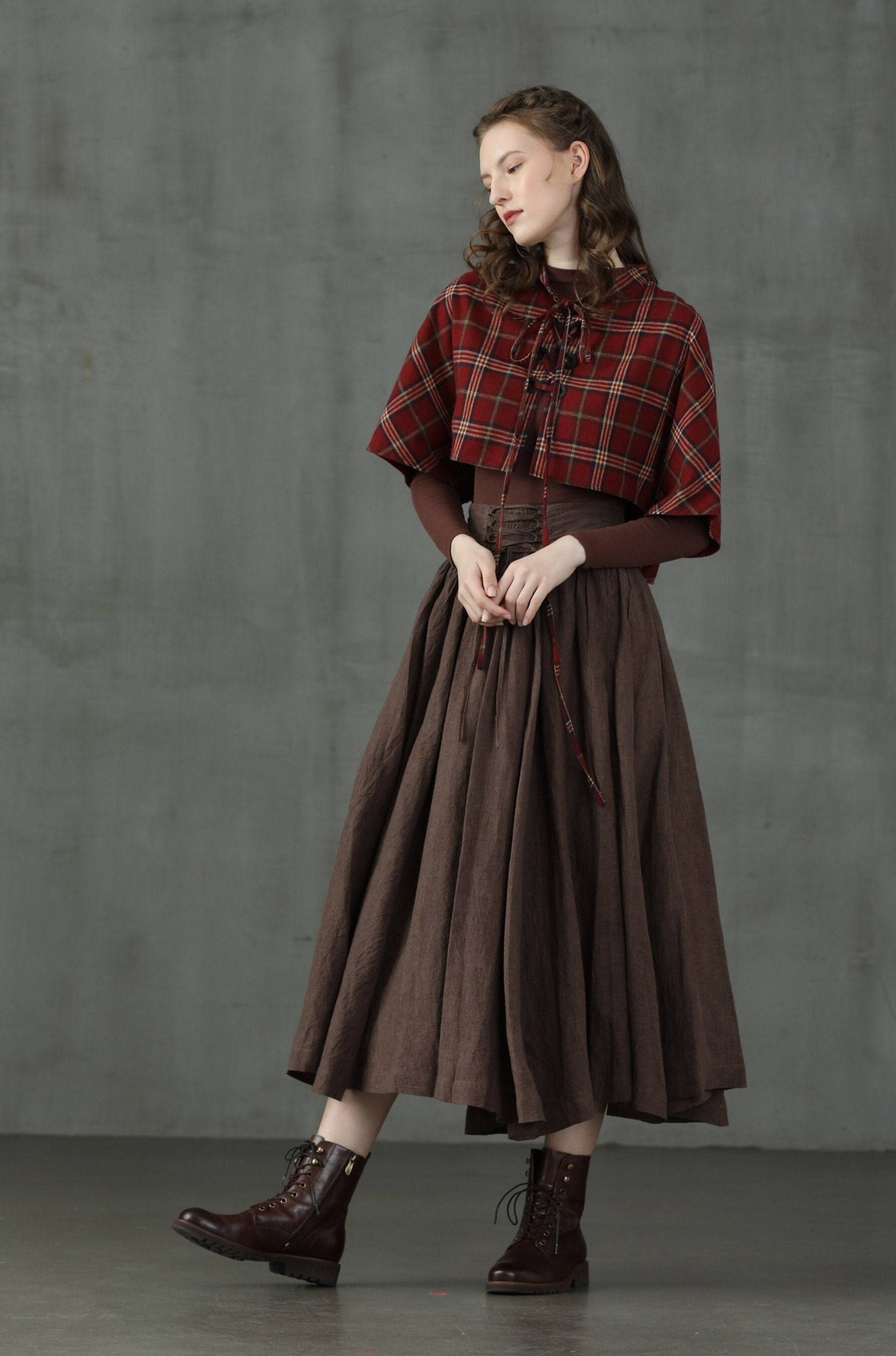 Sherry 23 | lace up tartan blouse – Linennaive