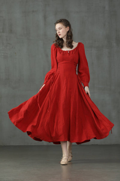 Ylang 15 | maxi Lace-up linen dress