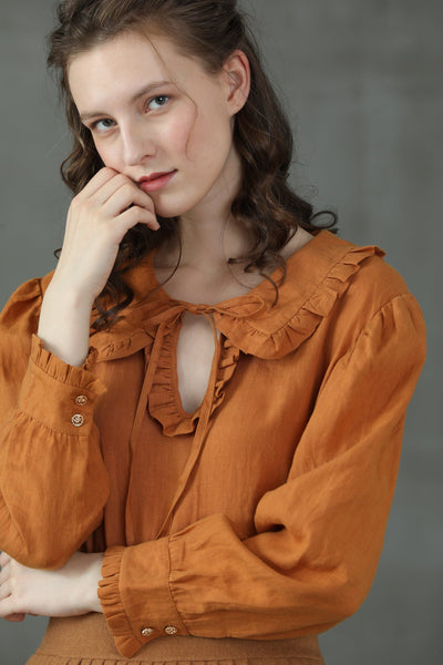 Jane 13 | Peter Pan collar linen blouse