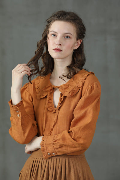 Jane 13 | Peter Pan collar linen blouse