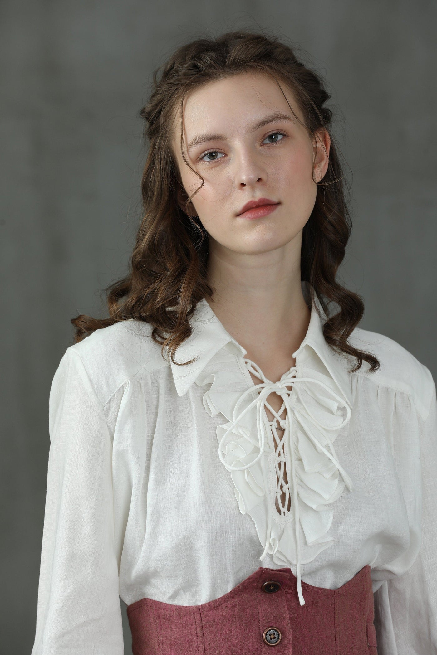 Laurel 13  Lace-up Linen Blouse Shirt – Linennaive