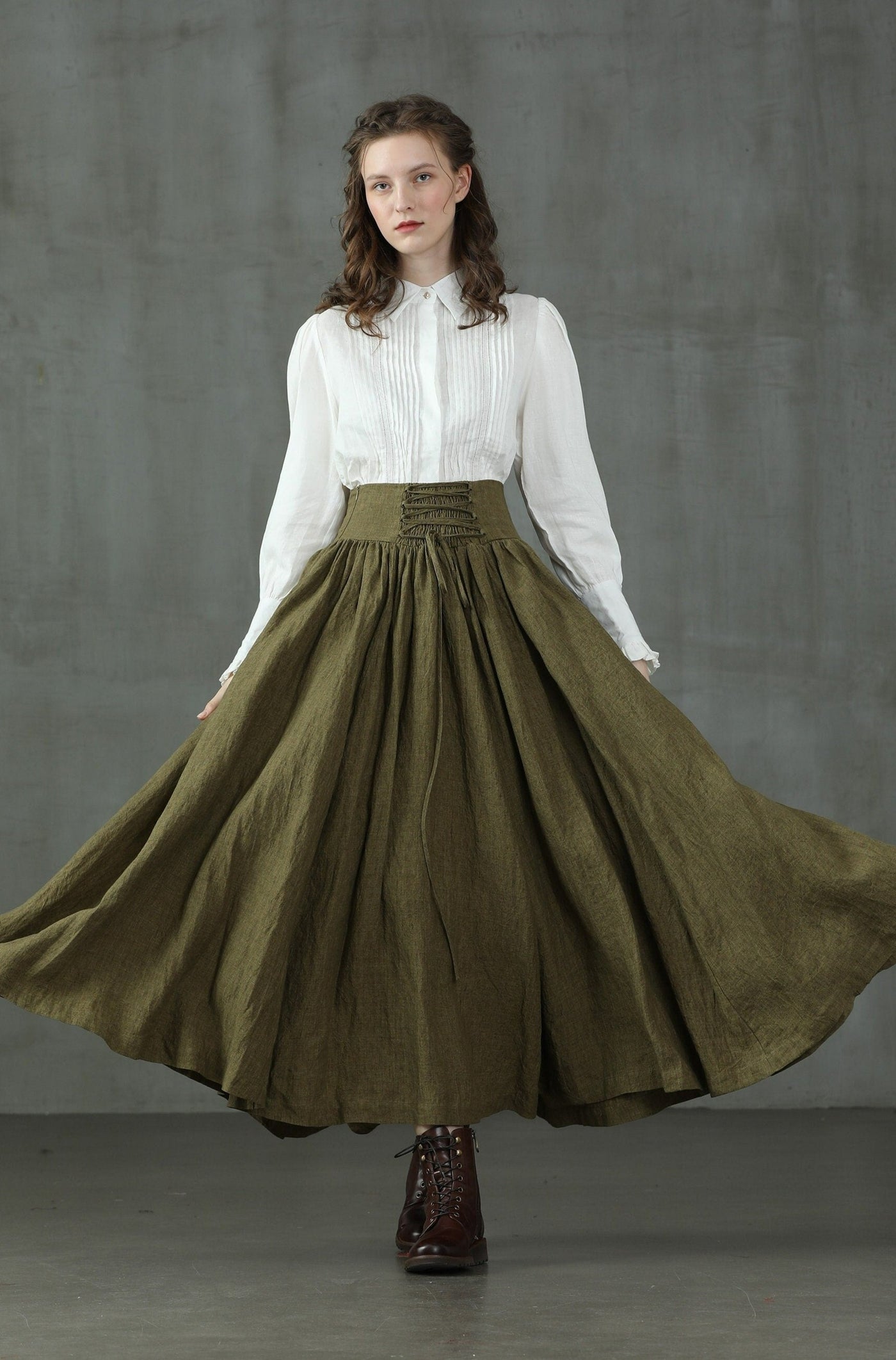 Tea Dance 5 | Lace-up Maxi Linen Skirt – Linennaive