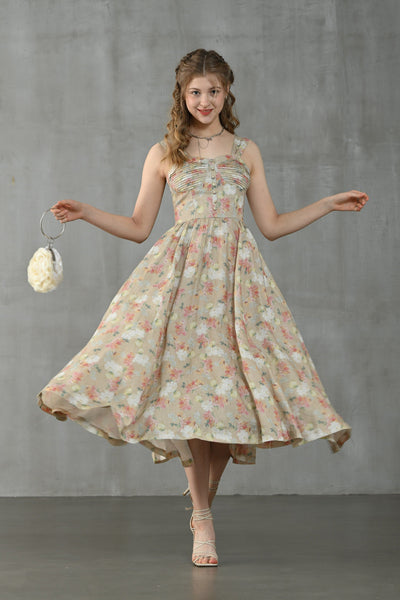 The Artist's Garden 11| Floral corset linen dress