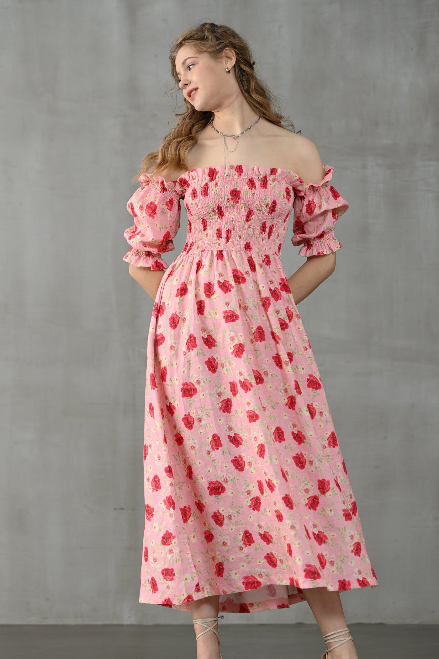 Beverly Rose 13 |  Romantic Floral Linen Dress