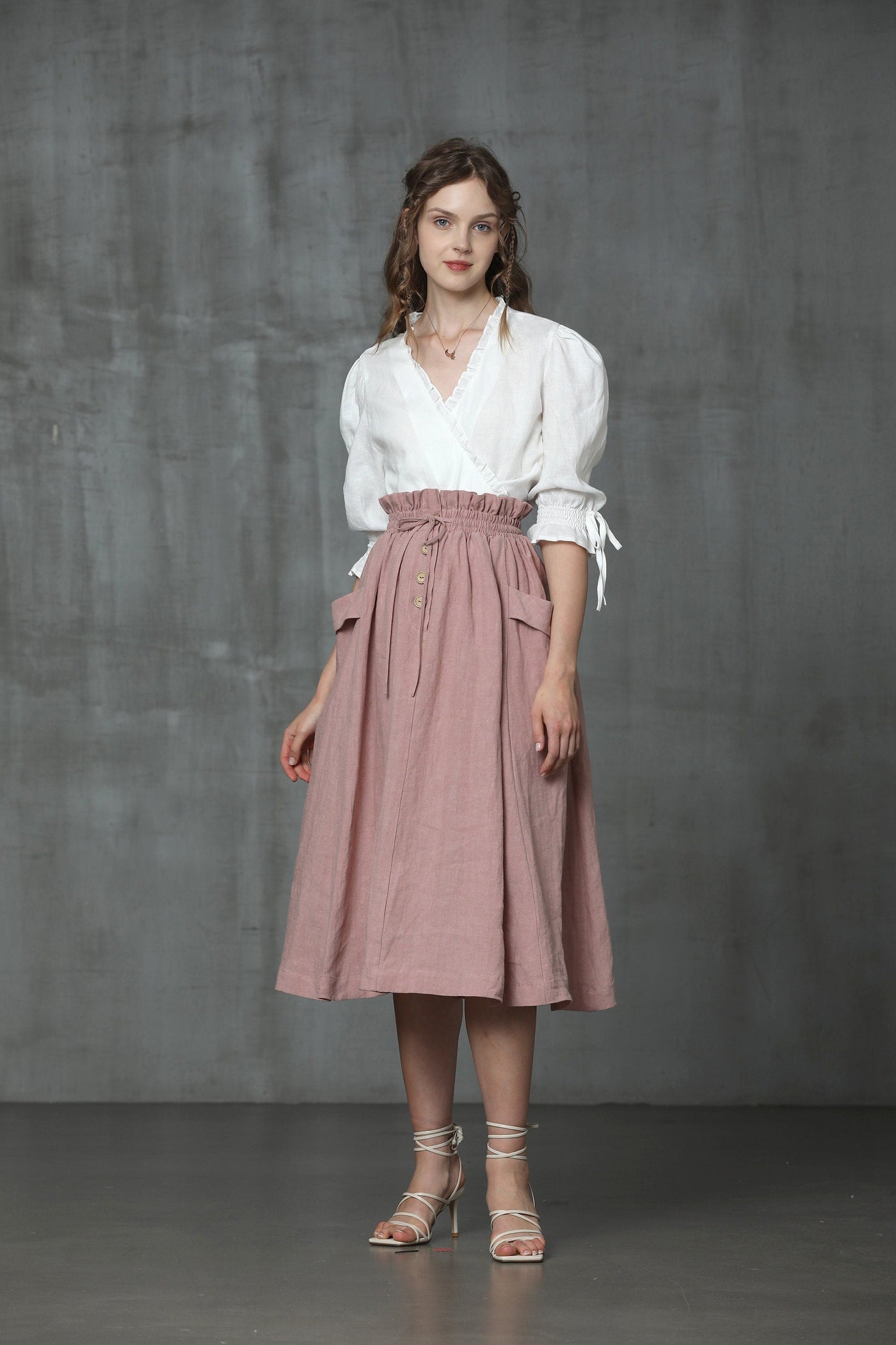 Musk 30 | Tie-waist linen pocket skirt