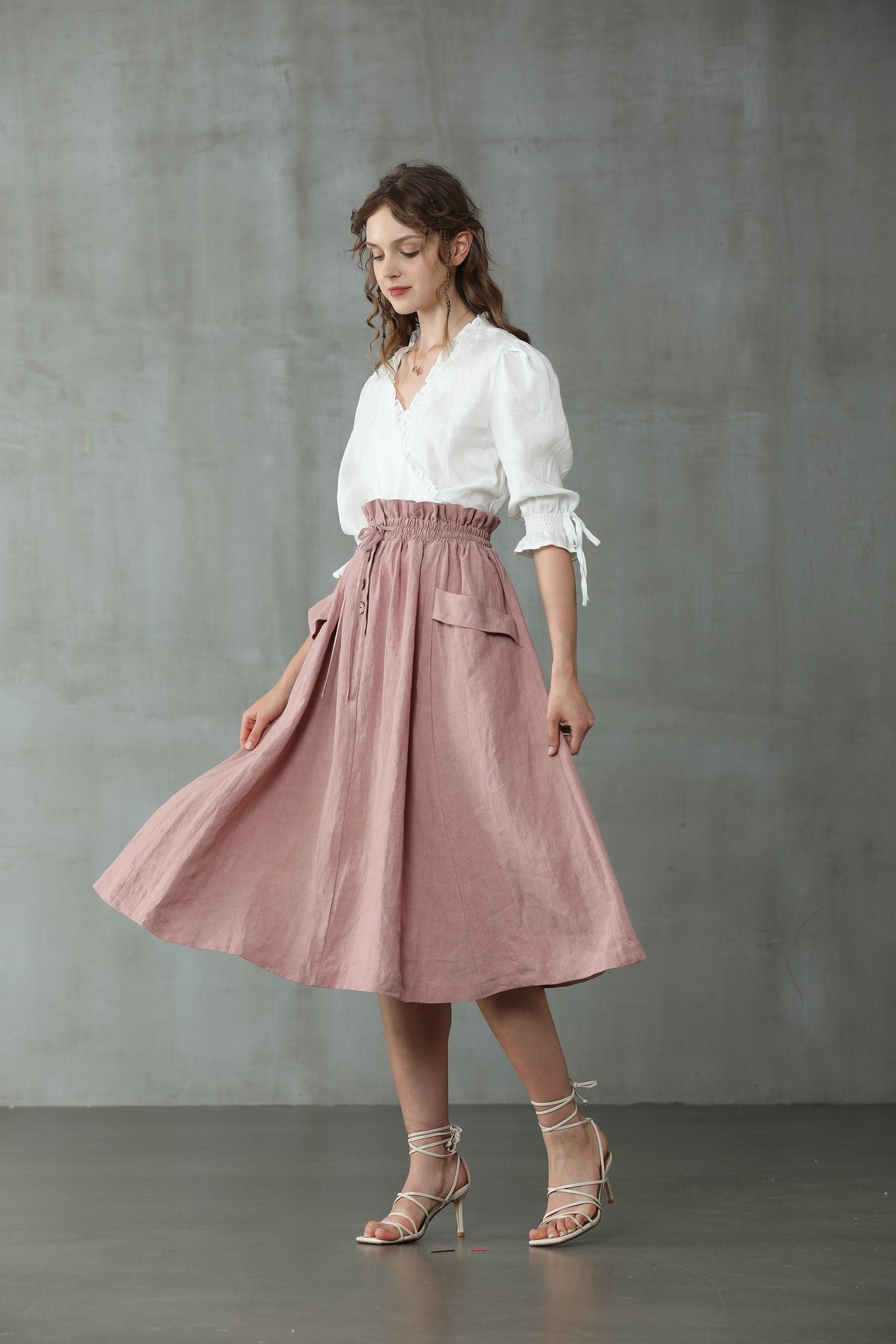 Musk 30 | Tie-waist linen pocket skirt