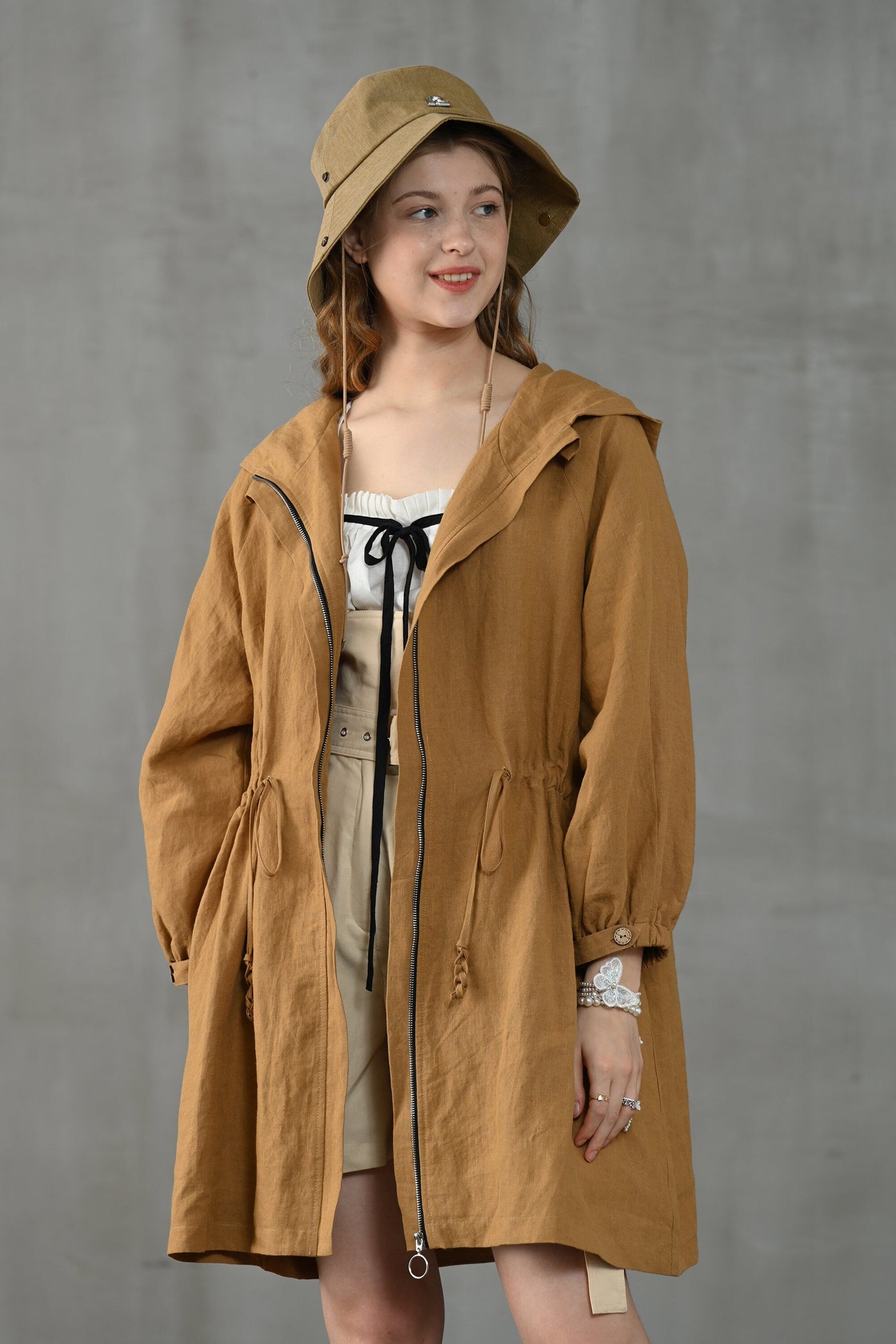 Cedarwood12 | hooded linen trench coat