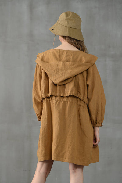 Cedarwood12 | hooded linen trench coat