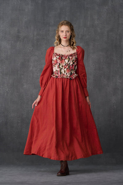 Rose the Fairy 13 | Corset Floral Linen Dress