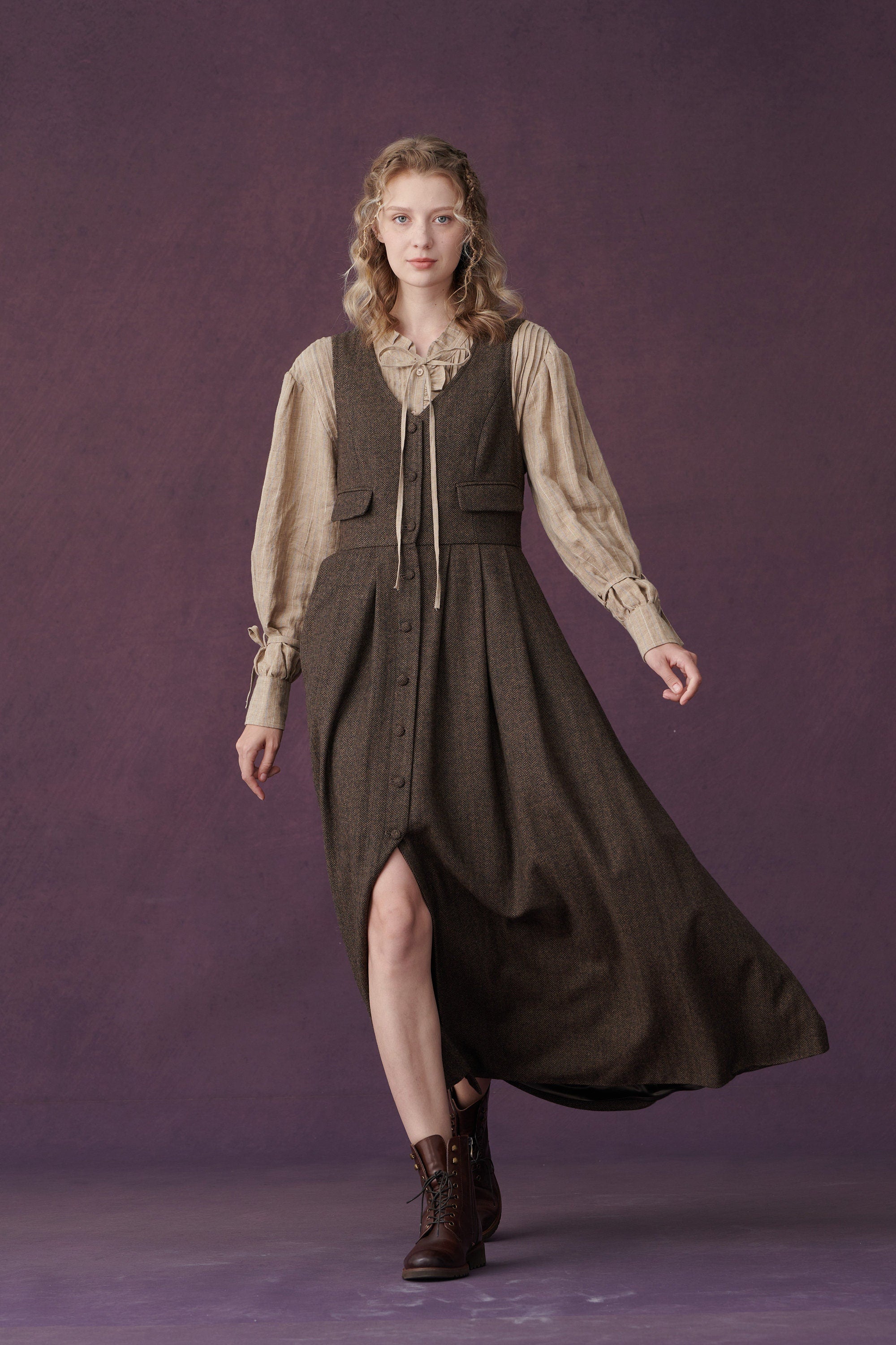 Dark Amber 11 | Academia wool dress – Linennaive