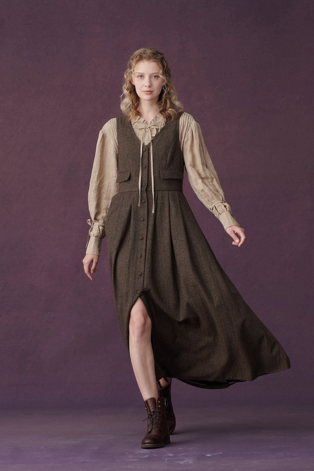 Dark Amber 11 | Academia wool dress Brown / 3XL Dark Amber 11 | Academia wool dress Brown / 3XL