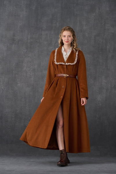 Wonder 34 | maxi wool coat with lace