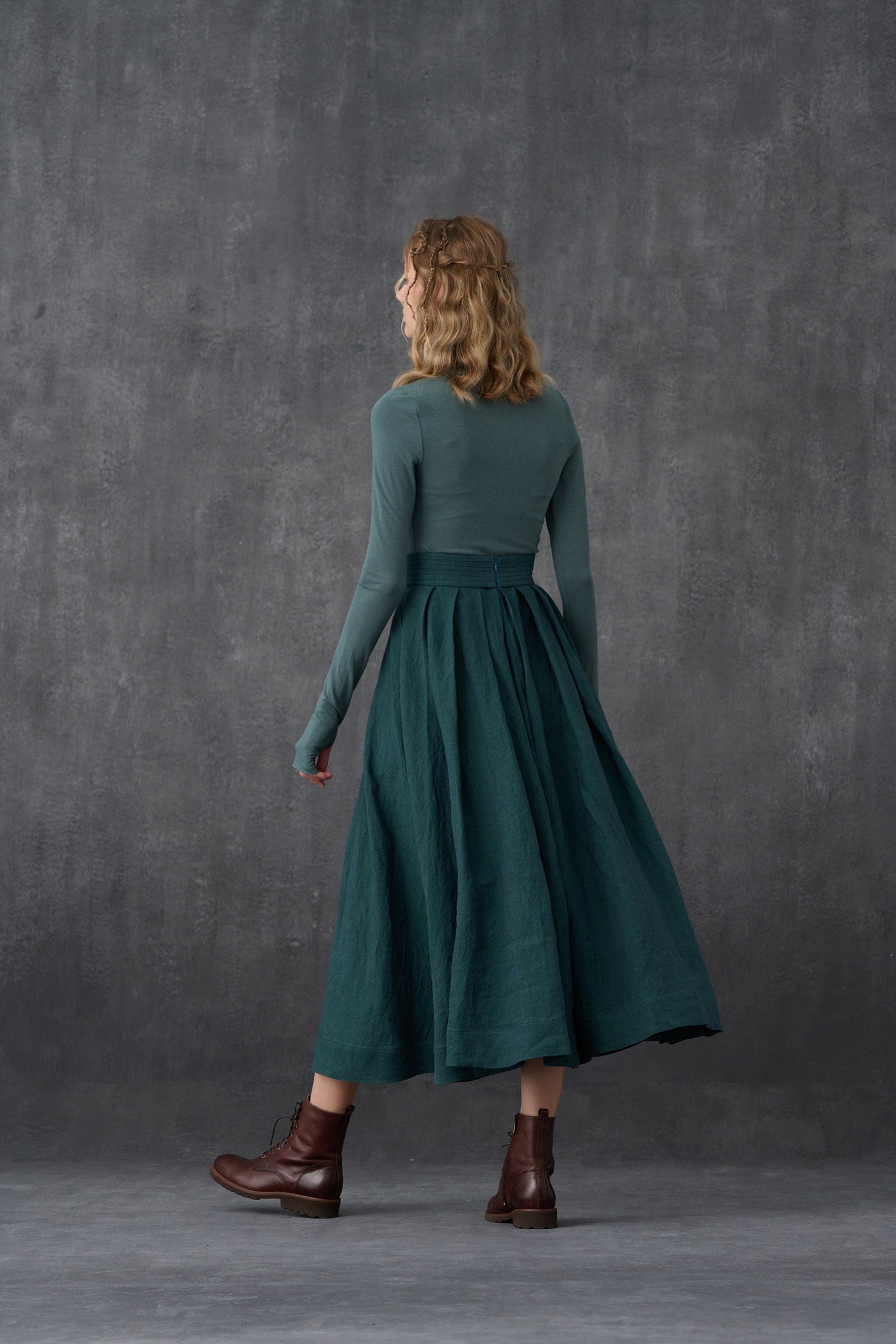 The Odells 21 | Teal Long Linen Skirt