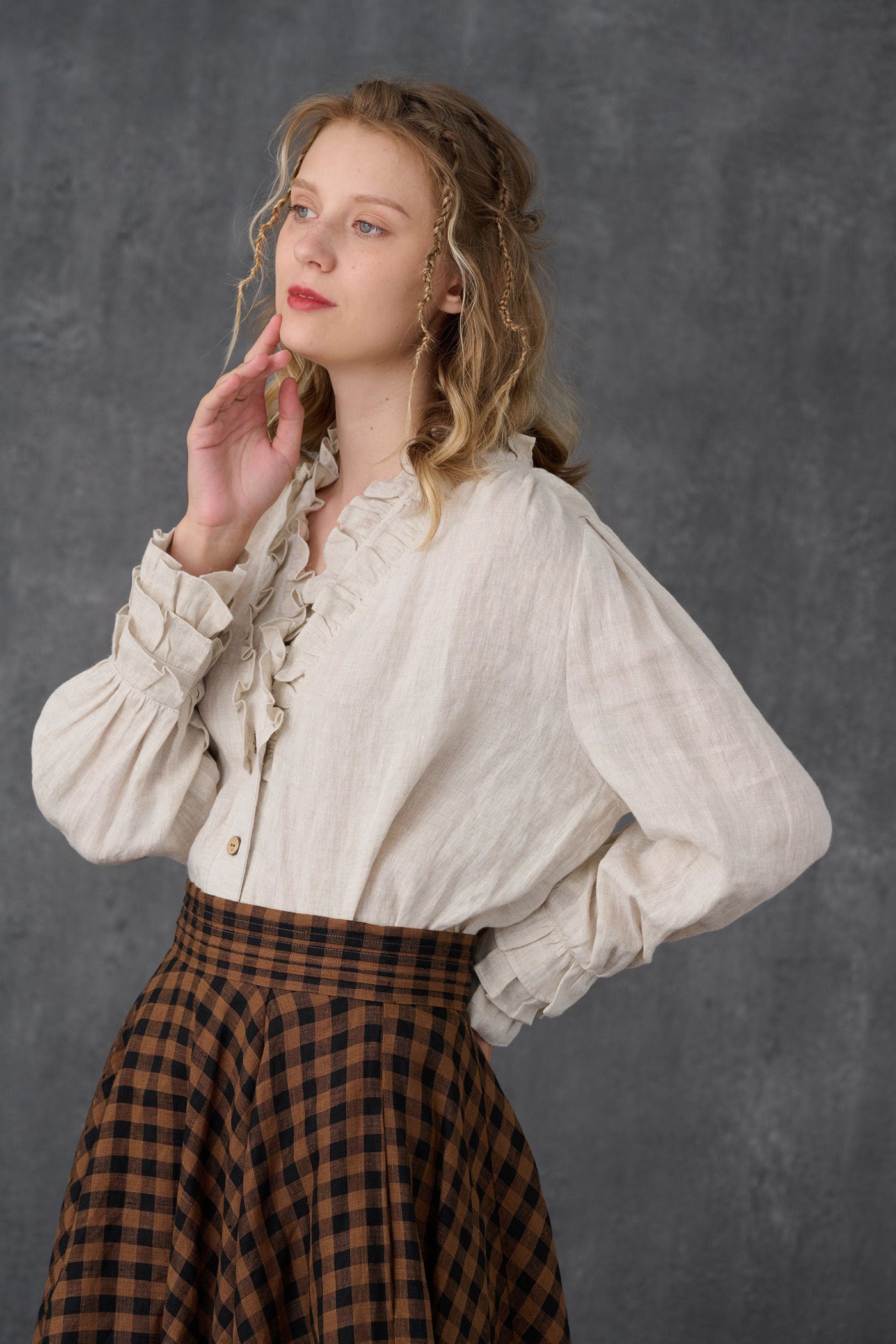 Kelsey 19 | checked maxi linen skirt