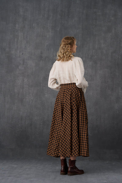 Kelsey 19 | checked maxi linen skirt
