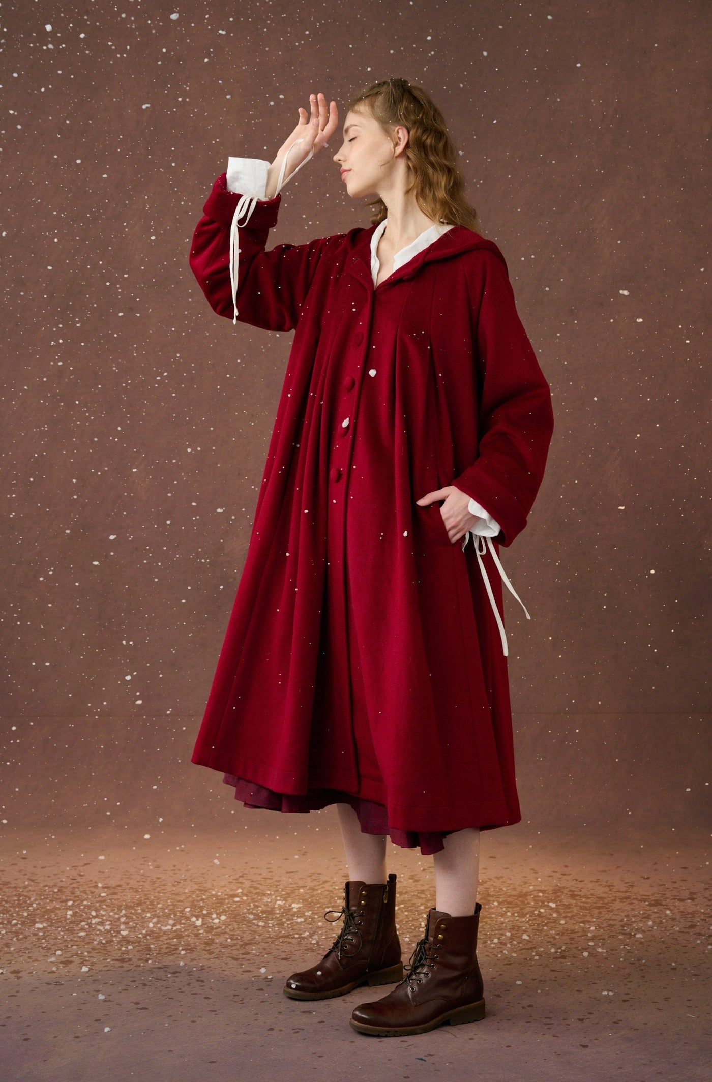 Academy 06 | hooded wool coat jacket in Red