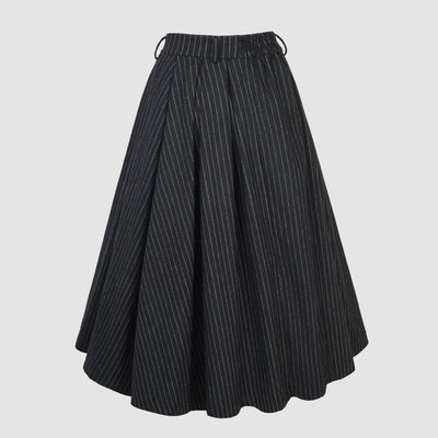 Santal 3 | Striped Wool Skirt in black