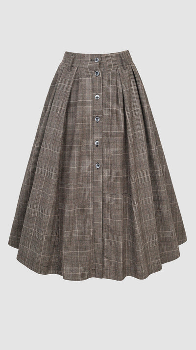 Santal 3 | Retro Plaid Midi Wool Skirt