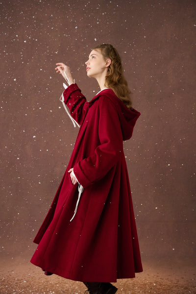 Academy 06 | hooded wool coat jacket in Red