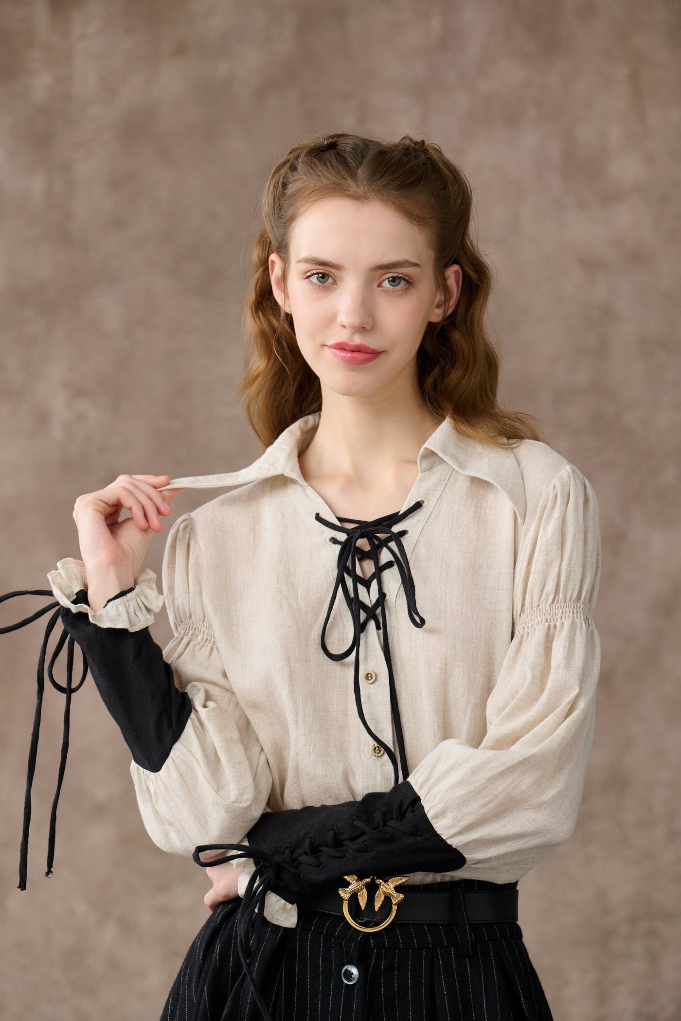 Sarah 17 | lace-up linen shirt