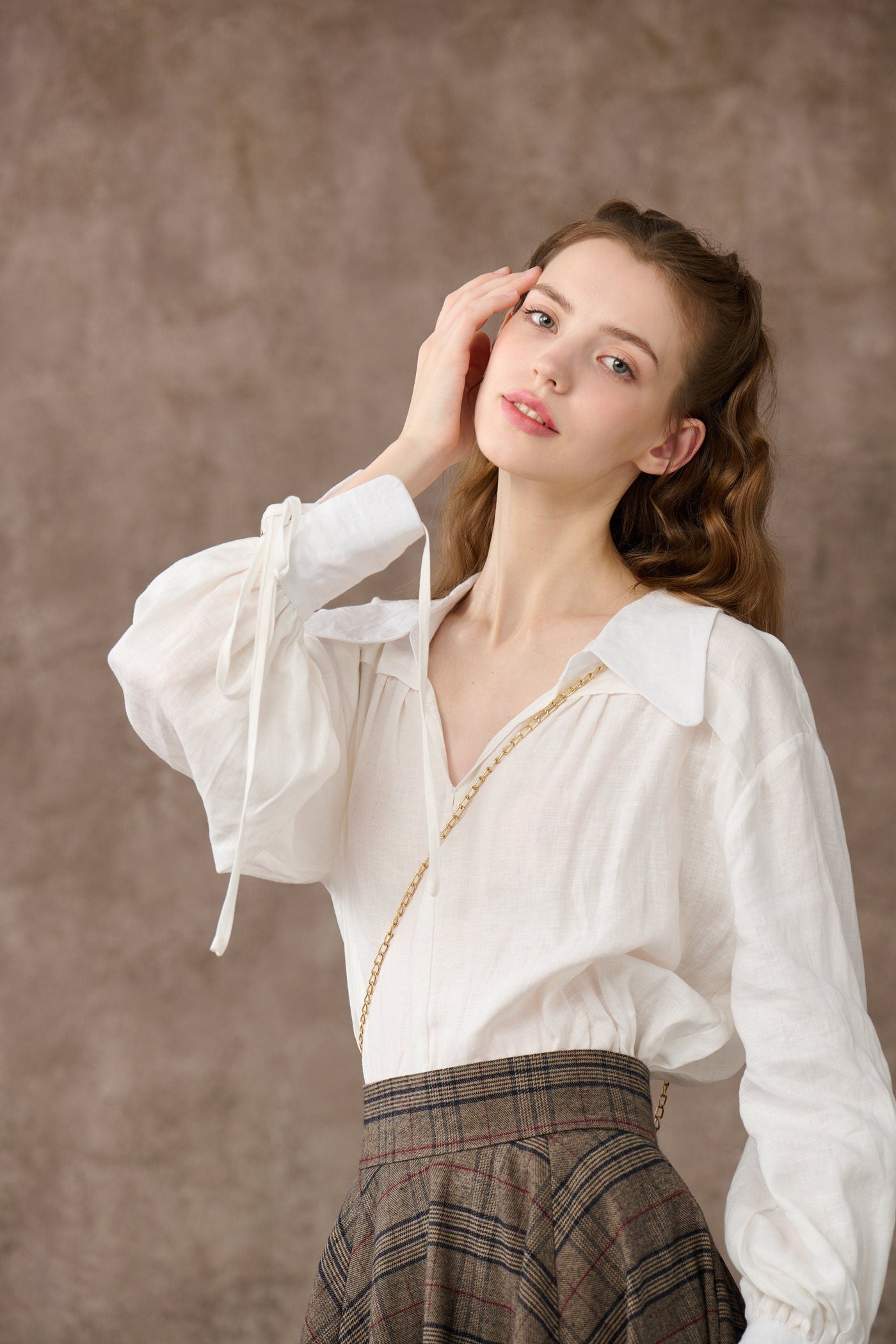 Melody 17 | puff sleeve white linen shirt