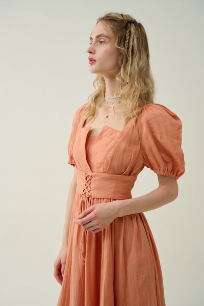 Julia 35 | Lace up linen dress