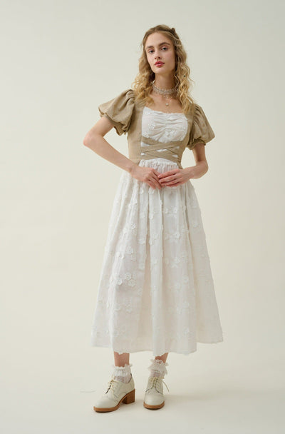 lillie 13 | Embroidery cream white linen dress