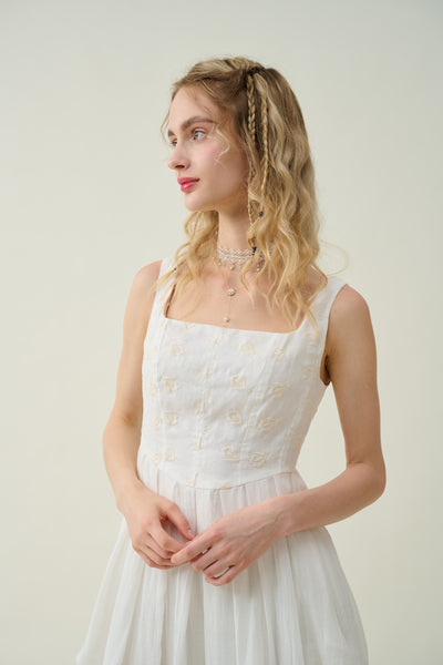 ethel 17 | Embroidered Linen dress